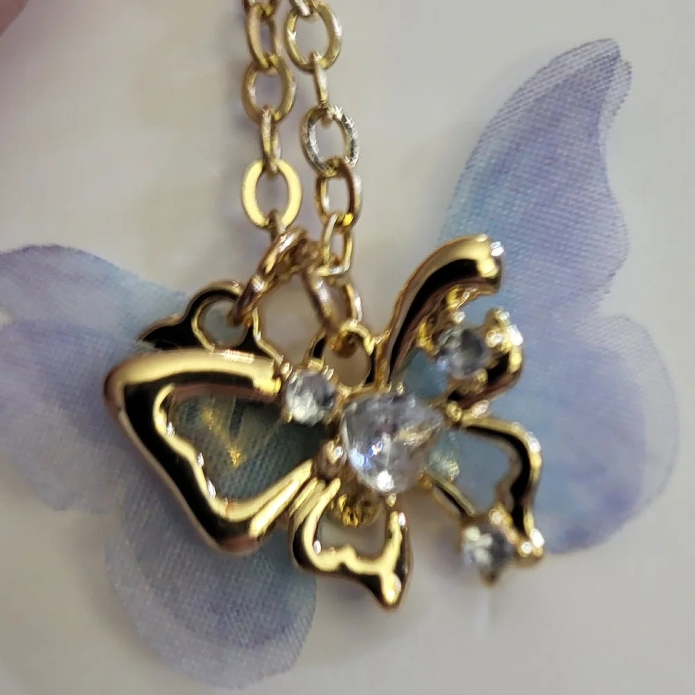 Ruby & Ry BFF Butterfly Necklaces - Gold with‎ Pink and Blue Wings